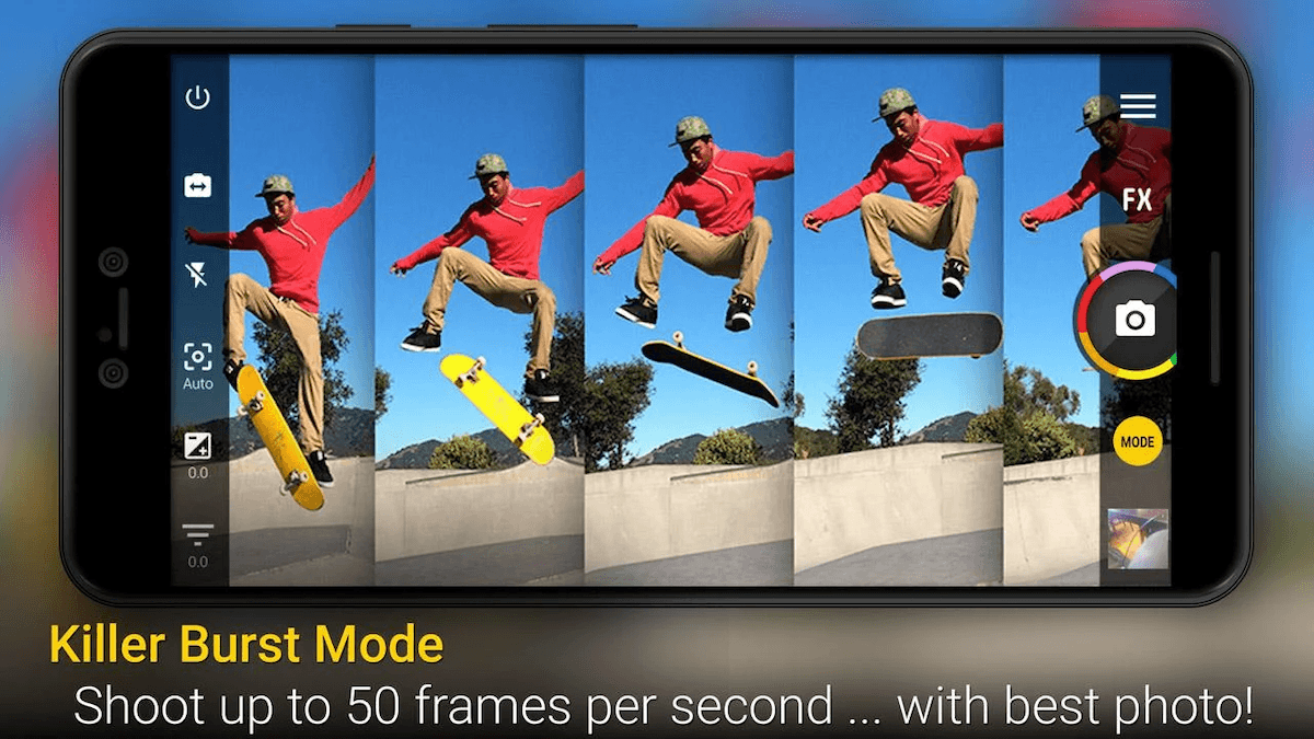 Screenshot of the Camera Zoom FX Premium app as one of the best camera apps for Android showing its burst mode