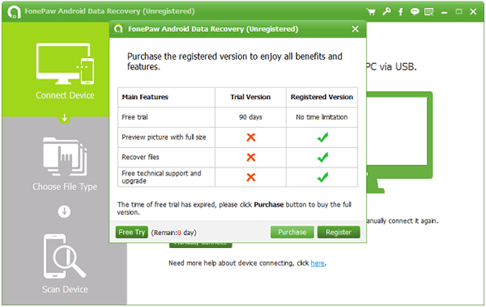 Screenshot of FonePaw photo recovery app