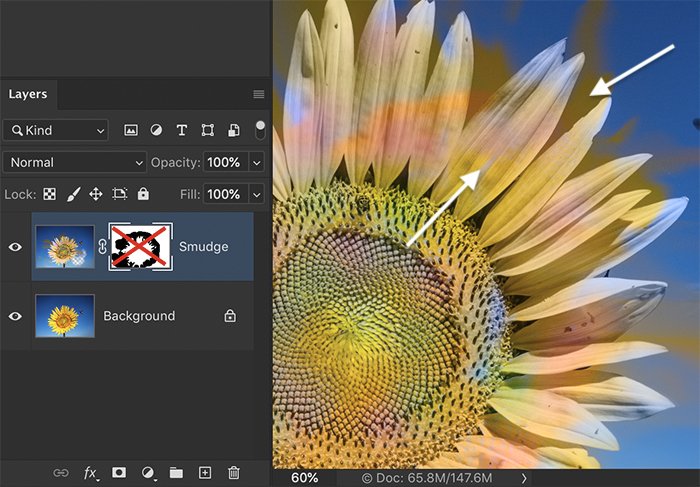 blending colors: Photoshop screenshot drag smudge tool