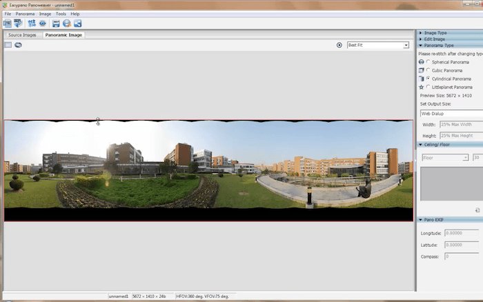 Screenshot of Panoweaver 10 photo sticking software interface