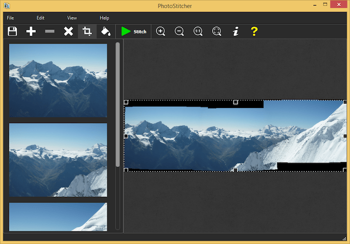 photo stitching software: Screenshot of PhotoStitcher software interface