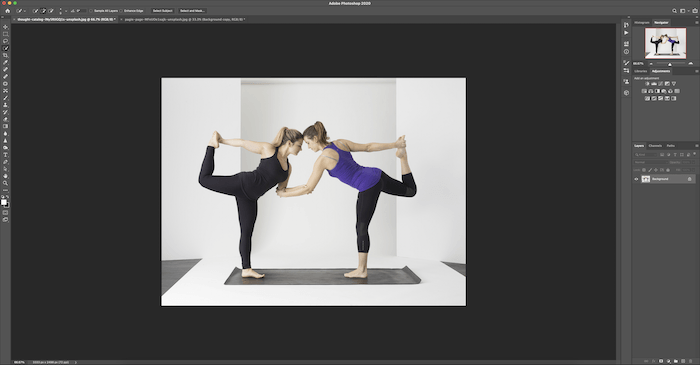 Screenshot of a yoga image in Photoshop for composite photography