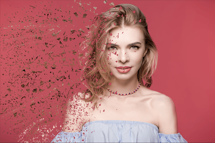 dispersion effect step 4: using the white brush tool to reveal the parts you dragged in the last step