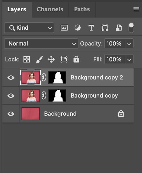 dispersion effect step 2: the layers drop-down menu after duplicating your background layer