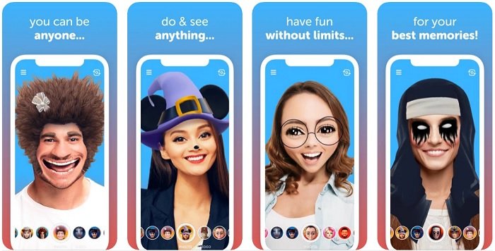 Screenshots of funny photo app Selfish