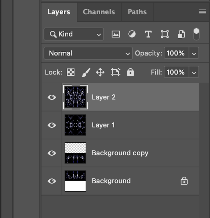 Screenshot of merged layer for kaleidoscope effect in Photoshop