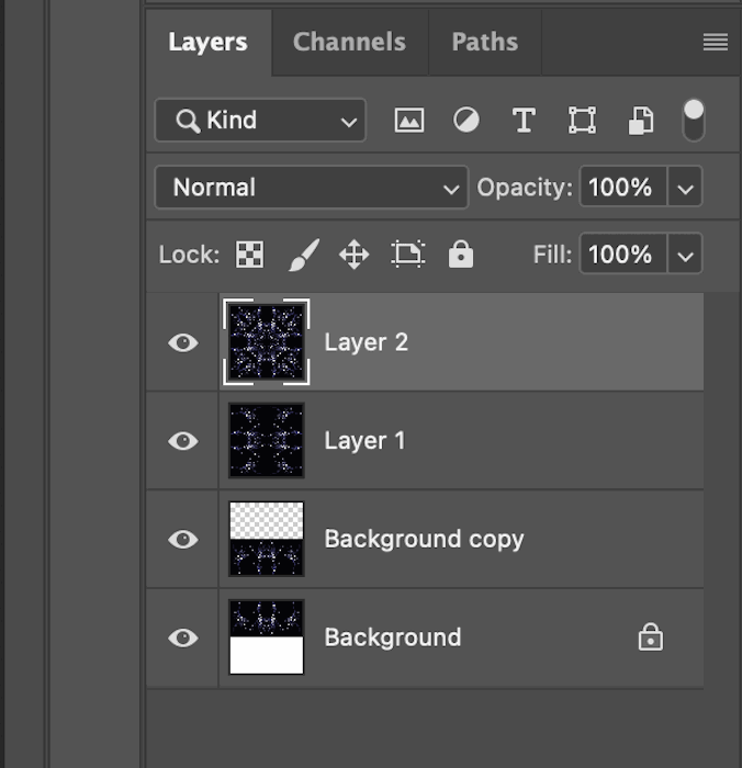 Screenshot of merged layer for kaleidoscope effect in Photoshop