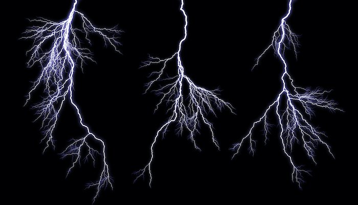 Original image of lightning to demonstrate kaleidoscope effect in Photoshop