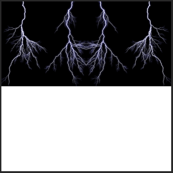 Lightening image with empty white rectangle below for kaleidoscope effect in Photoshop