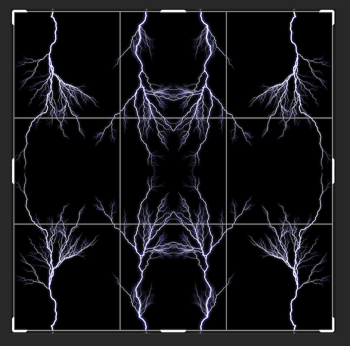 Vertically flipped lightening image with 1:1 cropping for kaleidoscope effect in Photoshop