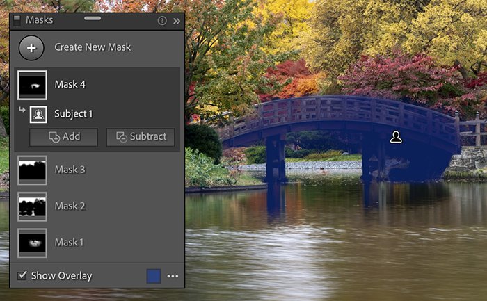 Screenshot of select subject result for new AI Lightroom masking