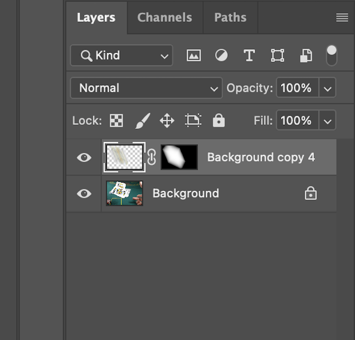 Screenshot of layer panel in Photoshop for motion blur