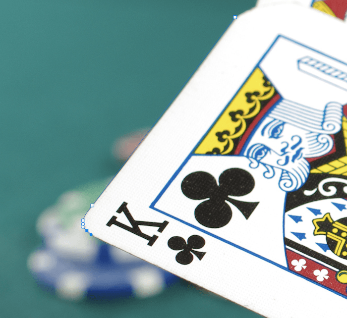 motion blur in photoshop: Selections make with the Pen tool in Photoshop on a King of clubs playing card
