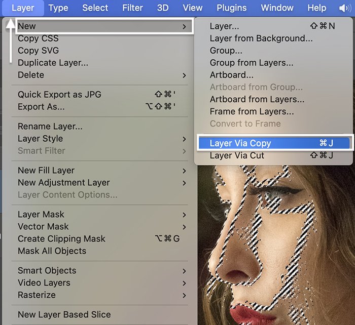 Screenshot of copying highlights to new layer for Photoshop glow effect