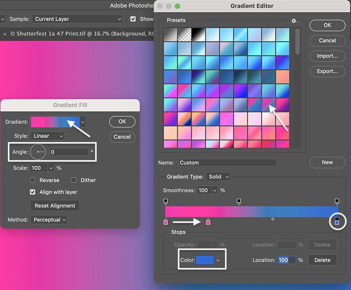 Photoshop screenshot gradient editor window