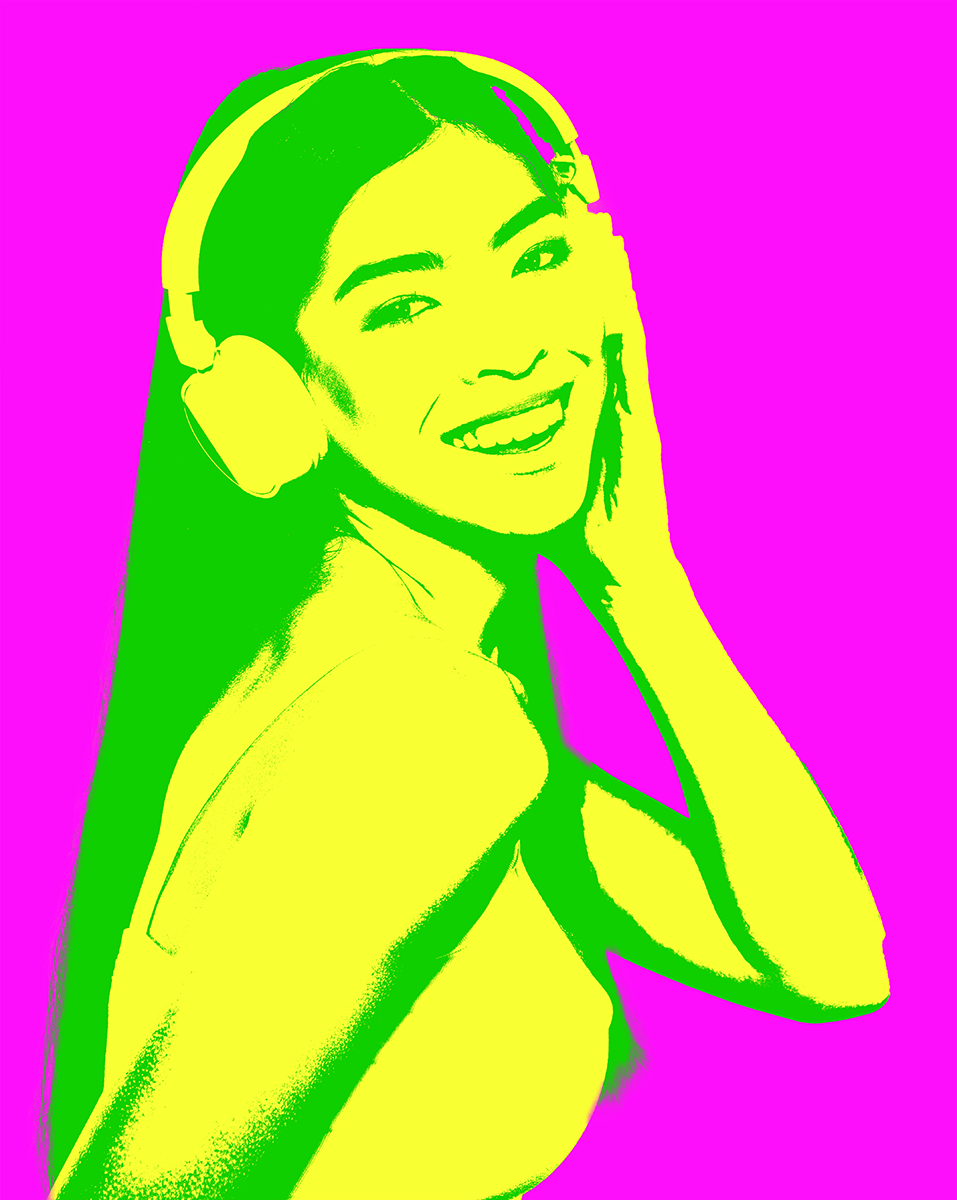 yellow and pink pop art portrait in photoshop