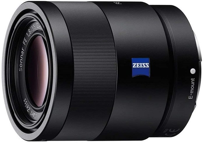 best sony fe lenses: product photo of the Sony Sonnar T 55mm F1.8 FE ZA