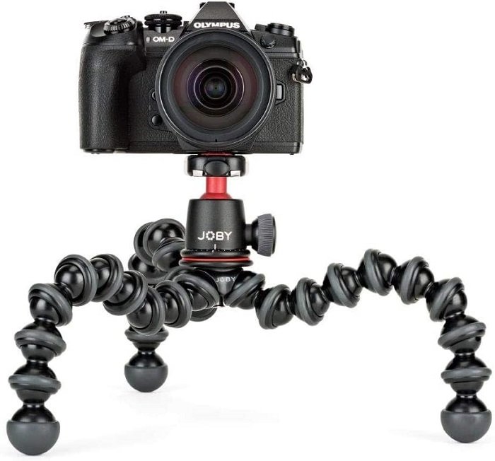 urban exploration gear: an olympus camera mounted on the Joby Gorillapad tripod