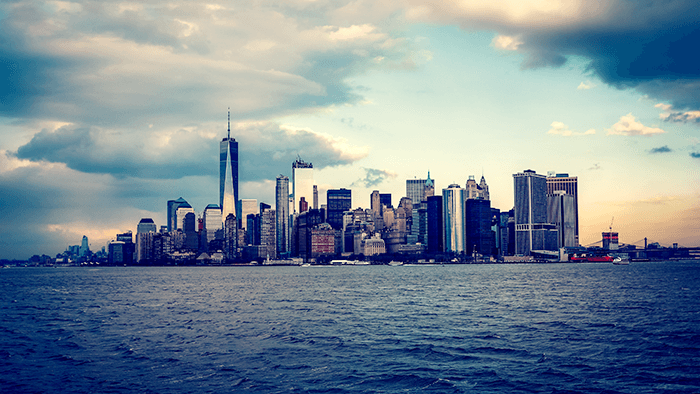 New York City skyline shot from the Hudson river