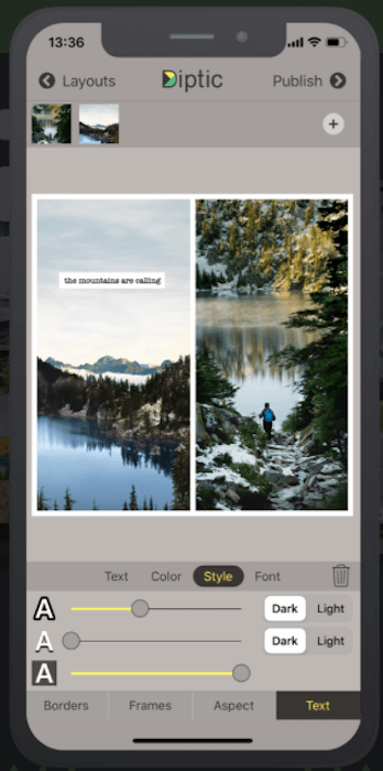 Diptic collage app