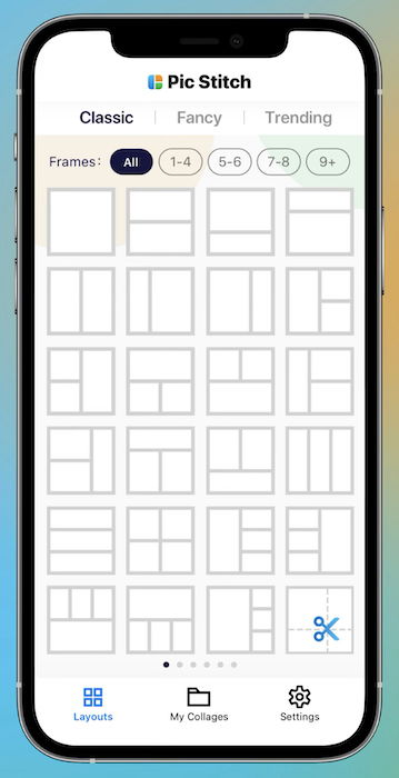 which photo grid app has 10 cells