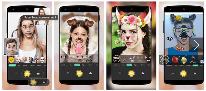 Screenshots of Microsoft's Android face swap app 1.6.0