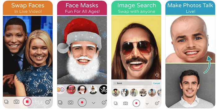 Screenshots of Face Swap Live face swap app