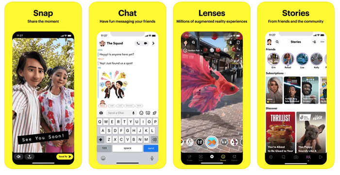 Snapchat screenshots with its face swap app option