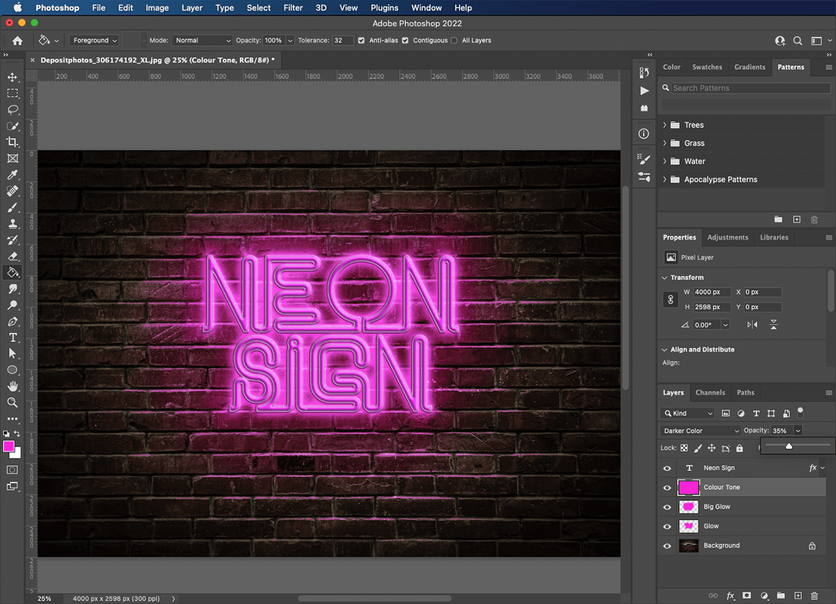 giving the background wall a magenta shadow with tone image