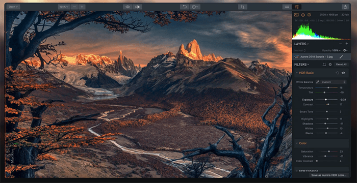 best photoshop plugins: Screenshot of Aurora HDR Photoshop plugin interface