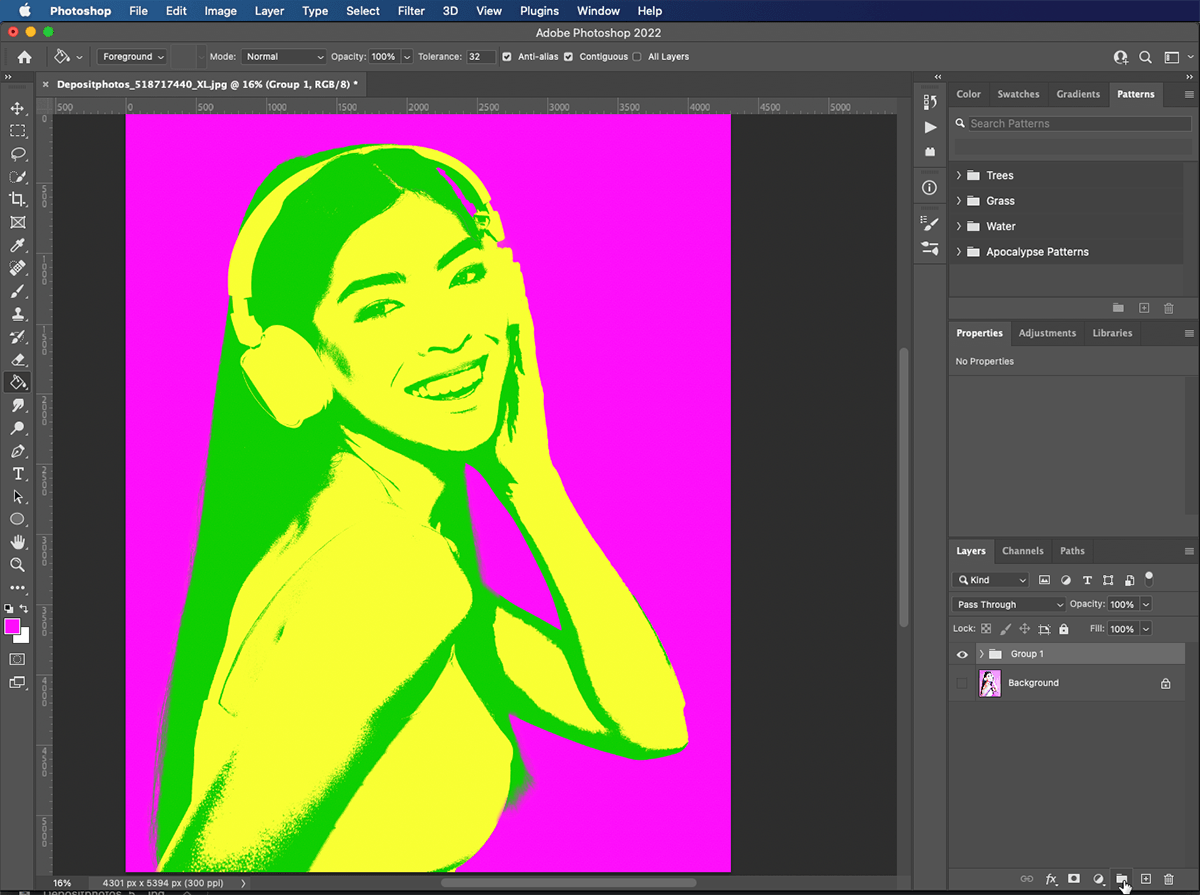 Grouping Layers together to create your Andy Warhol-style pop art image