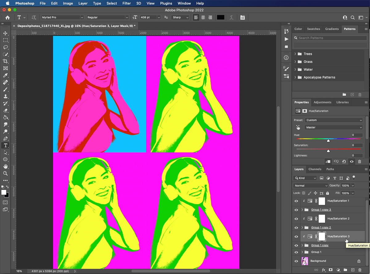 creating more hue saturation layers in photoshop