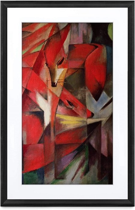product photo of the Meural Canvas II digital picture frame displaying art from its subscription feature