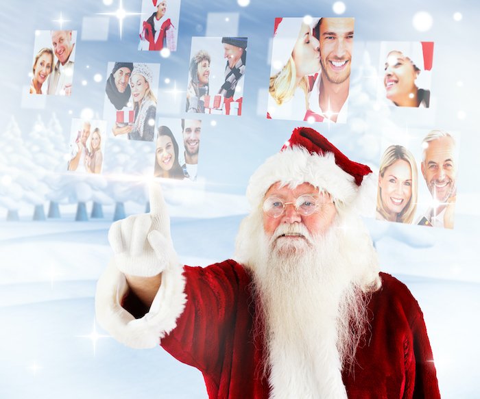A Christmas composite with Santa Claus for Christmas card photo ideas