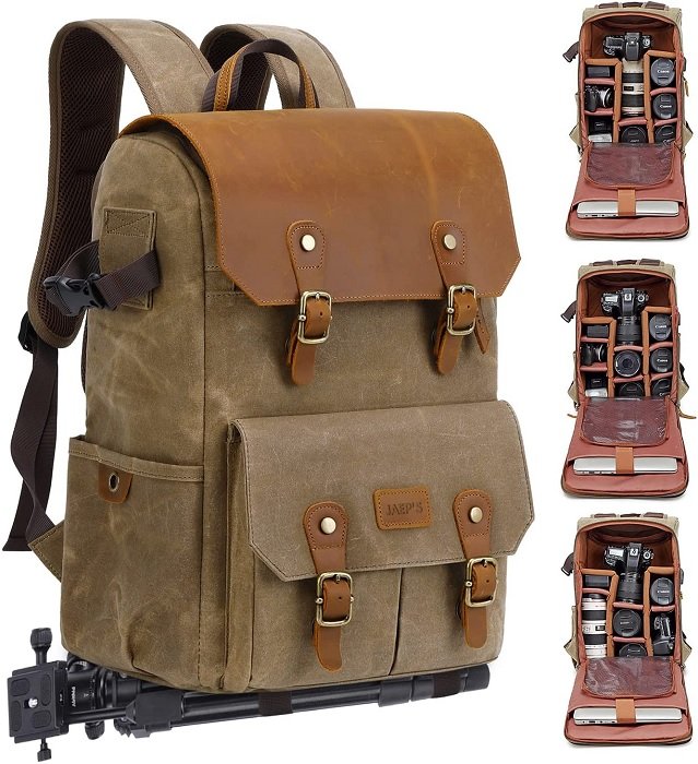 gifts for photographers: product photo of the JAEP Camera Backpack in brown 