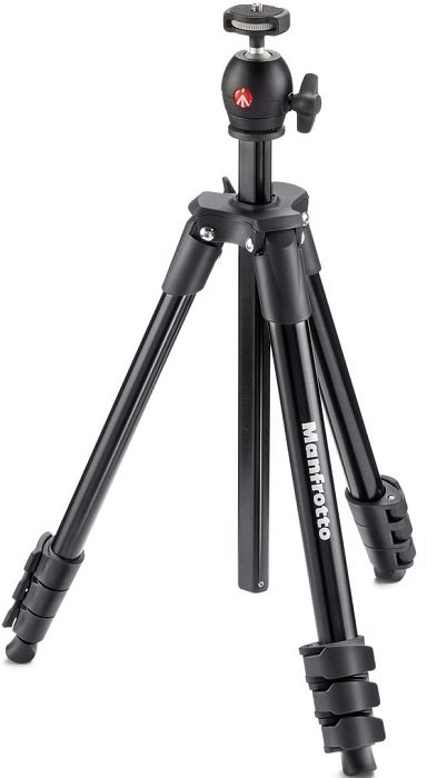 gifts for photographers: product photo of the Manfrotto Compact Action Tripod with extendable legs