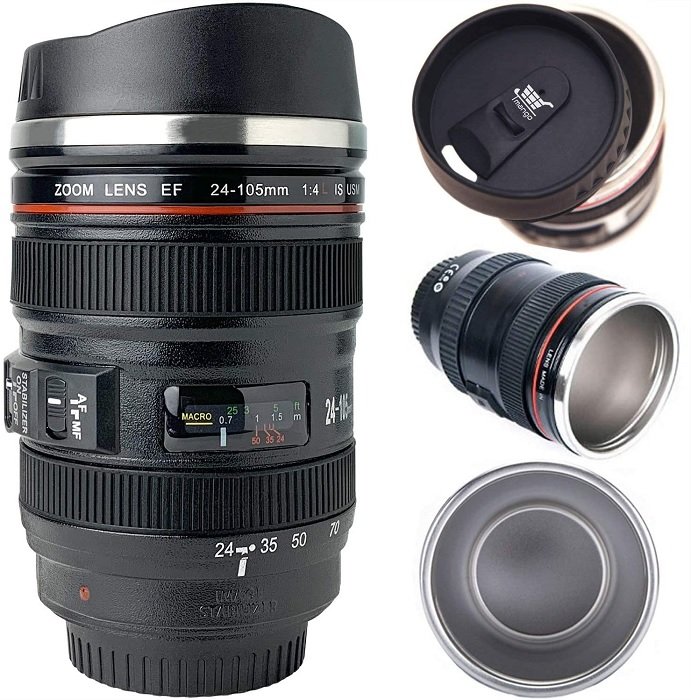 gifts for photographers: product photo of the Tmango Camera Lens Coffee Mug for coffee lovers