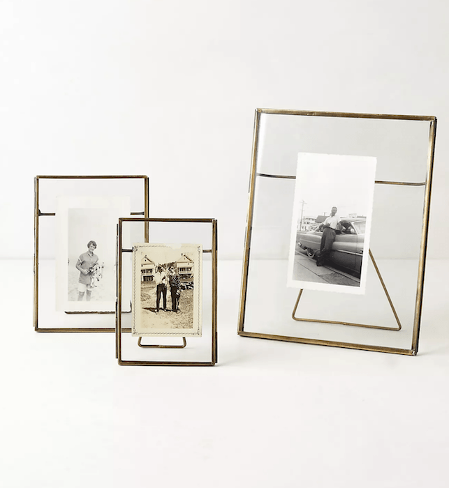 Pressed glass frames with old prints for photo gift ideas
