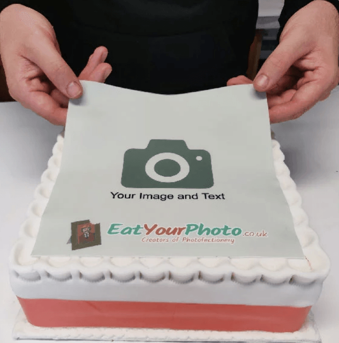 Custom image on a layer of icing for photo gift ideas