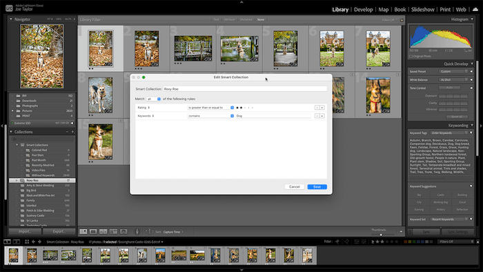 Screenshot of photo management software Lightroom Classic