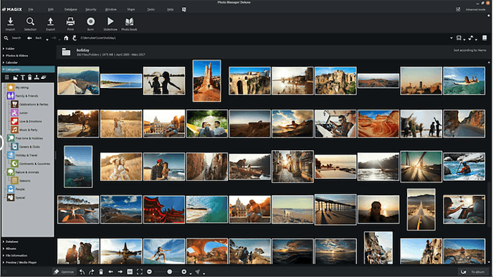 Screenshot of photo management software Magix Deluxe
