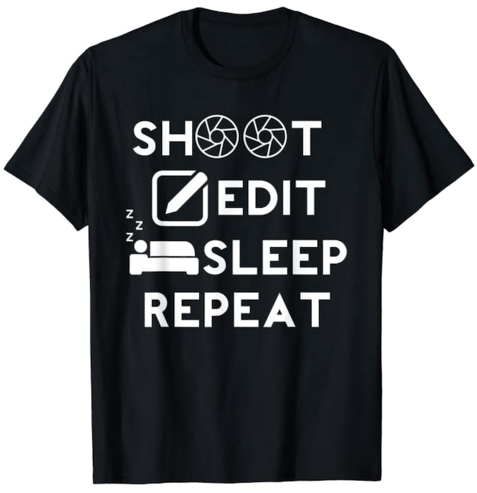 Photography t-shirts design referencing routine of a photographer