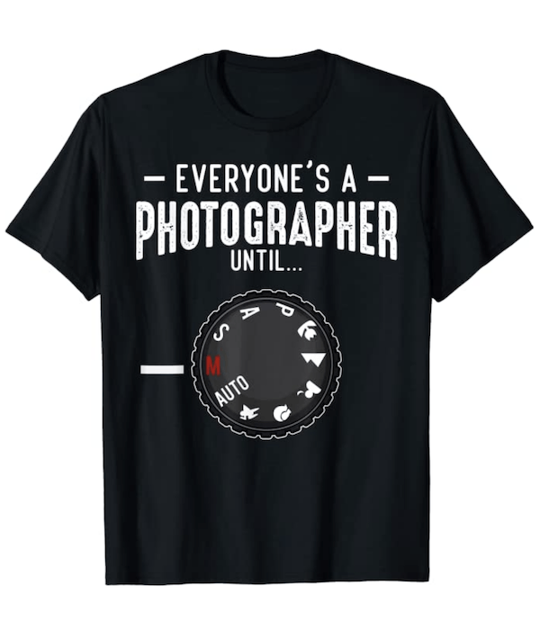 Photography t-shirts design with camera setting selection dial