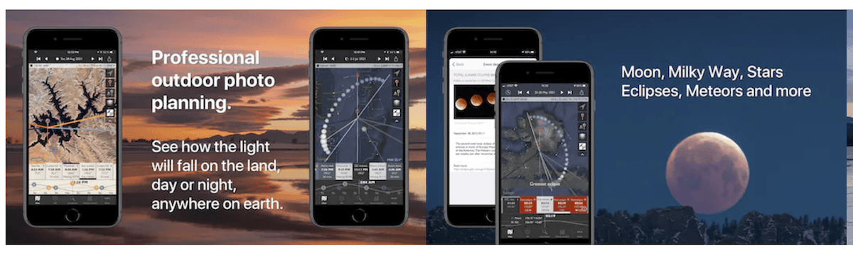 Screenshot of The Photographer's Ephemeris one of the best photography apps