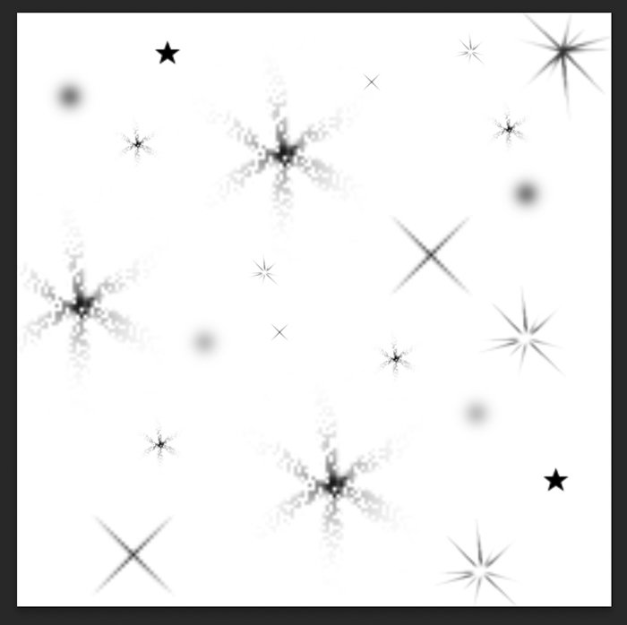 Template for a brush for a sparkle effect in Photoshop