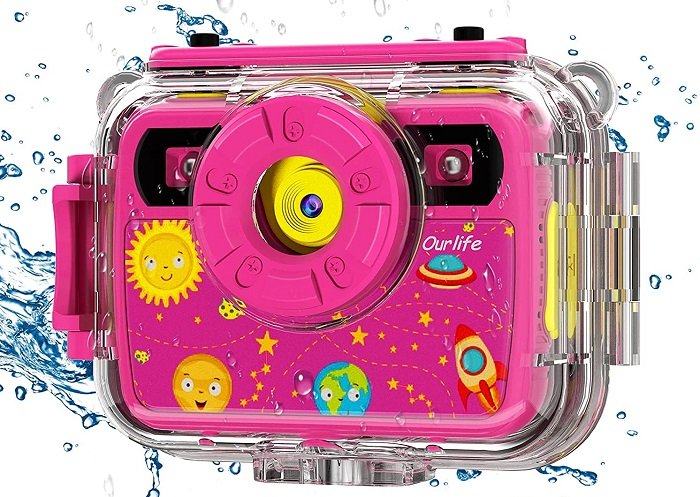 camera for kids: product photo of the OurLife Kids Camera showing off its waterproof case