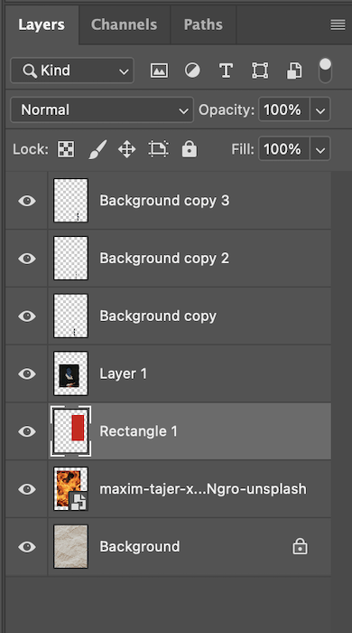 Screenshot of a selected layer in Photoshop for digital collage