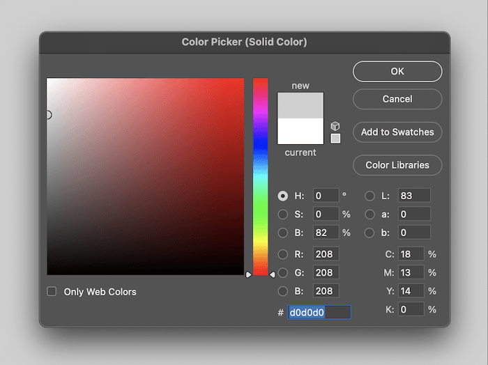 selecting a solid color in the color picker pop up box