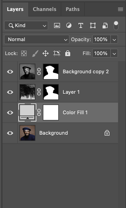 selecting color fill in the layers tab