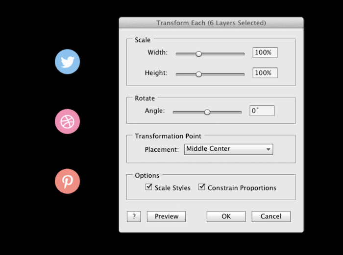 Transforms Each free Photoshop plugin to edit multiple layers